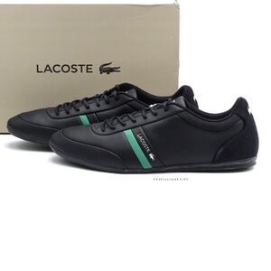 NEW Size 13 Men's Lacoste Storda Leather Sneakers 7-37CMA00861B4 Black/Green